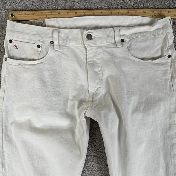 Polo Ralph Lauren Jeans Mens 38x30 White Chalk Slim Straight Denim Preppy - Picture 6 of 14